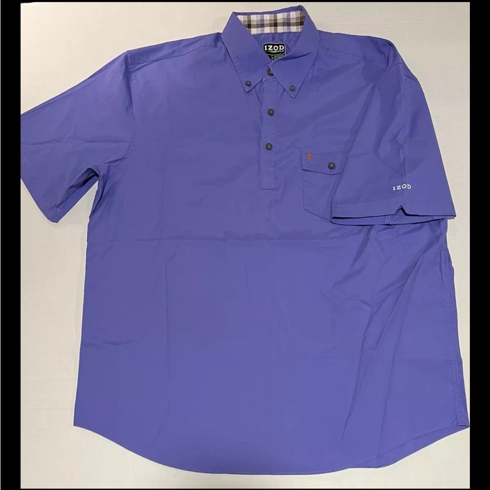 Mens Large IZOD Golf Short Sleeve Polo Shirt 1/4 Button Up